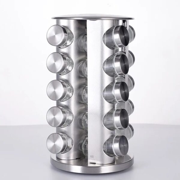 New Wholesale Kitchen Stainless Steel Storage Spice Rack Holder Organizer Metal Rotating Spice Rack - Image 2