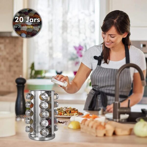 New Wholesale Kitchen Stainless Steel Storage Spice Rack Holder Organizer Metal Rotating Spice Rack - Image 3