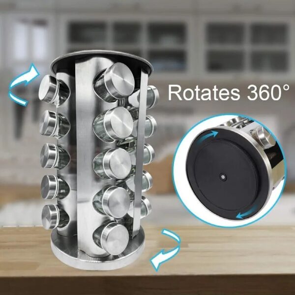 New Wholesale Kitchen Stainless Steel Storage Spice Rack Holder Organizer Metal Rotating Spice Rack - Image 6