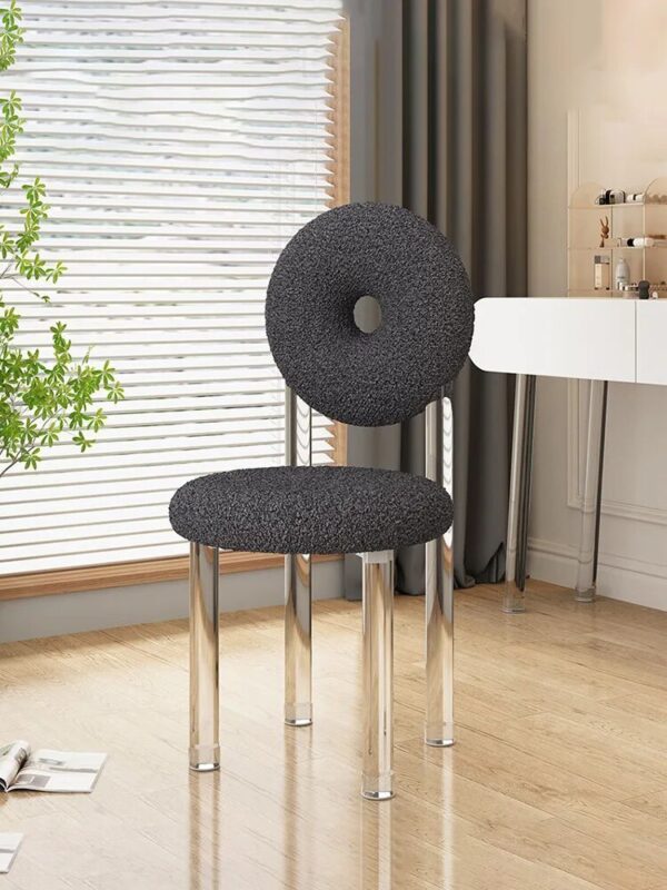 Nordic Acrylic Coffee Chair Living Room Furniture Transparent Teddy Velvet Soft Armchair Creative Doughnut Bedroom Makeup Stool - Image 3