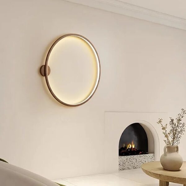 Nordic LED Solid wood Circle Wall Lamp No wiring Living Room Wall Light Designer Background Decoration Lamps For Home Lighting - Image 2