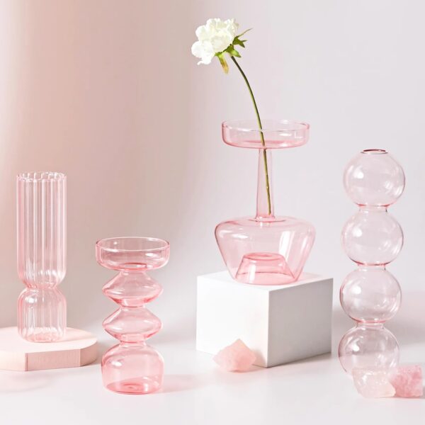 Nordic Vases Glass Vase Stand Ornaments Vases for Decoration Home Decore Flower Vase Desktop Room Decor Aesthetic