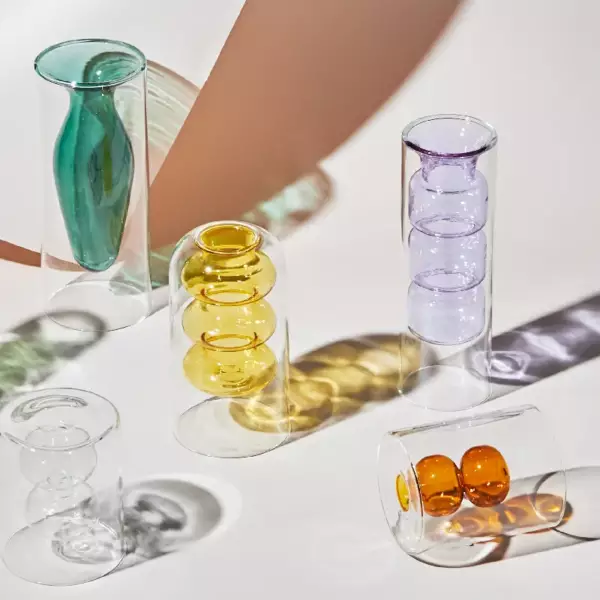 Nordic creative colored glass vase ornaments creative hydroponic transparent flower dryer home living room decoration - Image 6