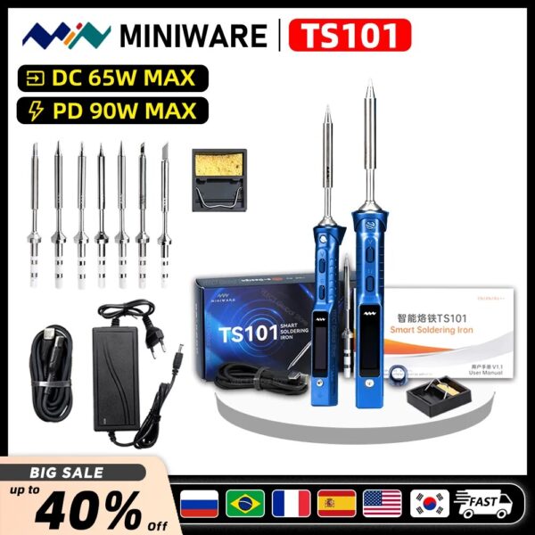 Original TS101 USB Electric Soldering Iron Kit Temperature Digital Solder Station 24V 3A Power Supply TS100 TS 101 Upgraded