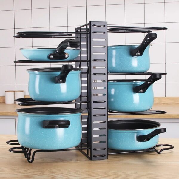 Pots and Pans Organizer Rack Multi-layer iron wire bilateral pot cover storage rack Pots Lids Storage Holder Kitchen storage - Image 2