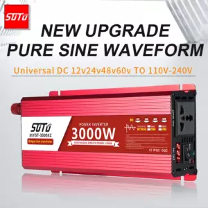Pure Sine Waveform Universal Inverter DC 12V24V48V60V to 110V-240V LCD Screen Inverter 1800W/2200W/3000W PowerConverter 50/60HZ