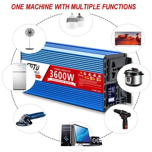 Pure Sine Waveform Universal Inverter DC 12V24V48V60V to 110V-240V LCD Screen Inverter 1800W/2200W/3000W PowerConverter 50/60HZ - Image 2