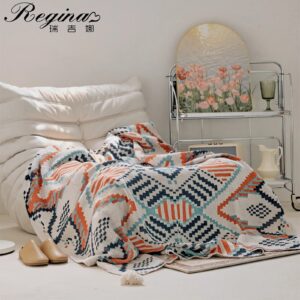 REGINA Brand Boho Geometric Design Balnkets Summer Thin Breathable Children Adult Bed Quilt Blanket Bohemian Decor Sofa Blanket