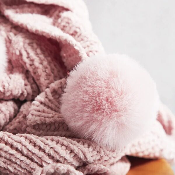 REGINA Chenille Plaid Throw Blanket Pink Ivory Gray Pompom Knitted Gift Bedspread Super Soft Bed Sofa Cozy Chunky Knit Blankets - Image 4