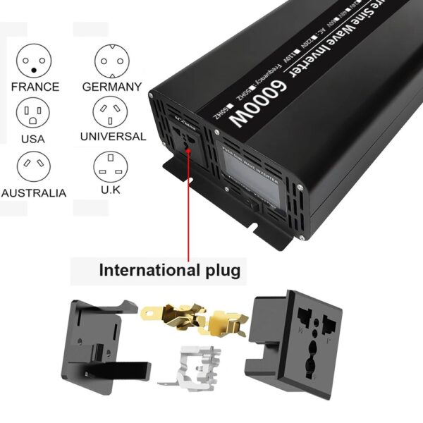 Remote Control Charging Power Inverter 4000W 6000W DC 12V/24V TO AC 220V110V 50Hz/60Hz LED Display Pure Sine Wave Inverter - Image 4