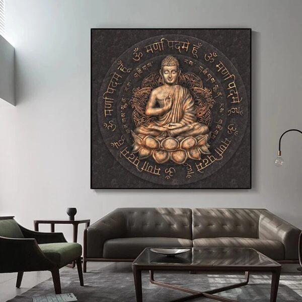 Retro Brown Buddha Statue Wall Art Canvas Painting Religious Posters and Prints Living Room Home Wall Decoration Picture Cuadros - Image 2