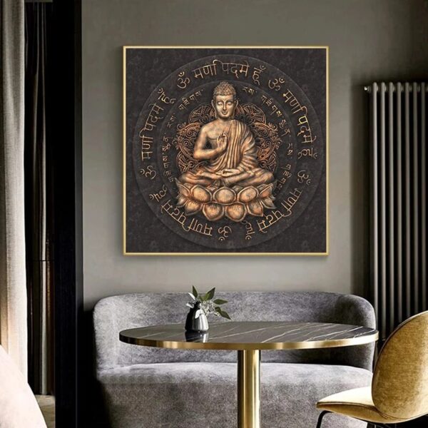 Retro Brown Buddha Statue Wall Art Canvas Painting Religious Posters and Prints Living Room Home Wall Decoration Picture Cuadros - Image 3