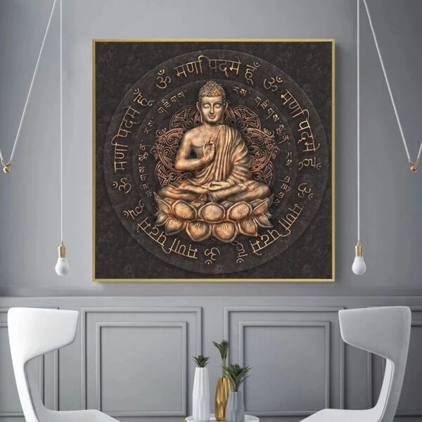 Retro Brown Buddha Statue Wall Art Canvas Painting Religious Posters and Prints Living Room Home Wall Decoration Picture Cuadros - Image 5