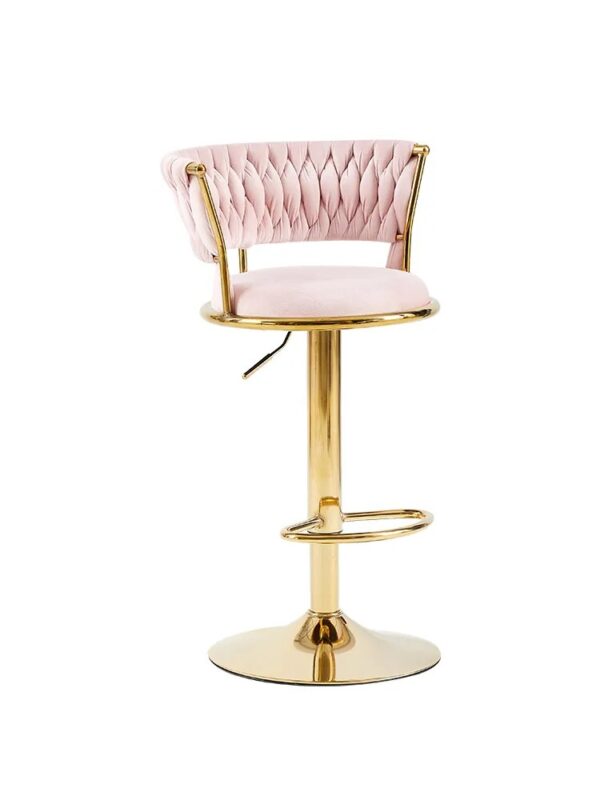 Rotating Lifting Bar Chair, High Foot Stool, Nordic Furniture, Backrest, Velvet Bar Stool, Bar Stools For Kitchen, Counter Stool - Image 5