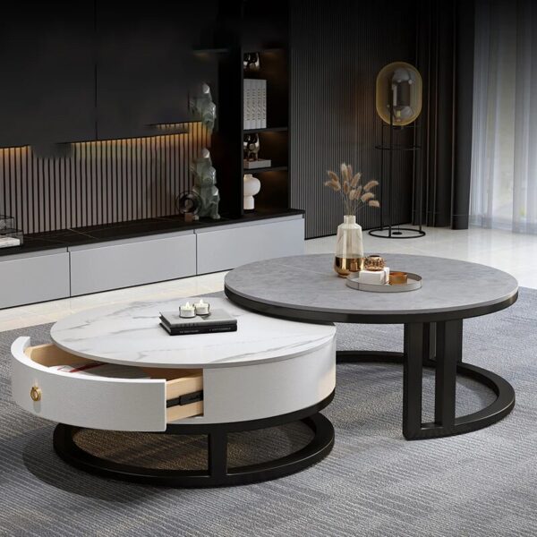 Round Low Coffee Table Storage Drawers Living Room Modern Coffee Table Simple Design Mesas De Centro Para Sala Smart Furniture - Image 5