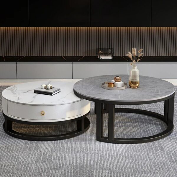 Round Low Coffee Table Storage Drawers Living Room Modern Coffee Table Simple Design Mesas De Centro Para Sala Smart Furniture - Image 6