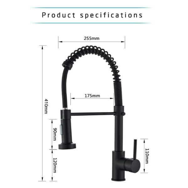 Rozin Matte Black Kitchen Faucet Deck Mounted Mixer Tap 360 Degree Rotation Stream Sprayer Nozzle Kitchen Sink Hot Cold Taps - Image 5