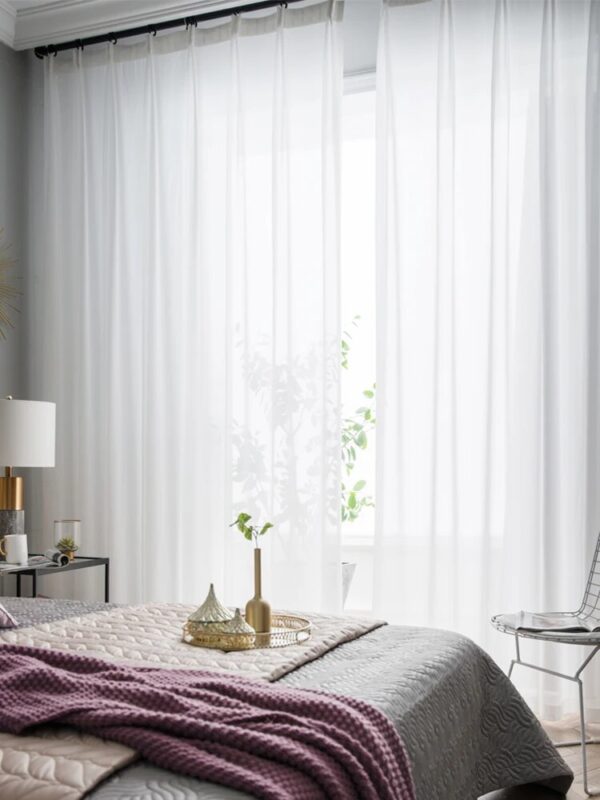 S Fold Waves Elegant Super Soft Snow Pure White Window Tulle Curtains for Living Room Chiffon Sheer Voile Bedroom Veil Kitchen - Image 2