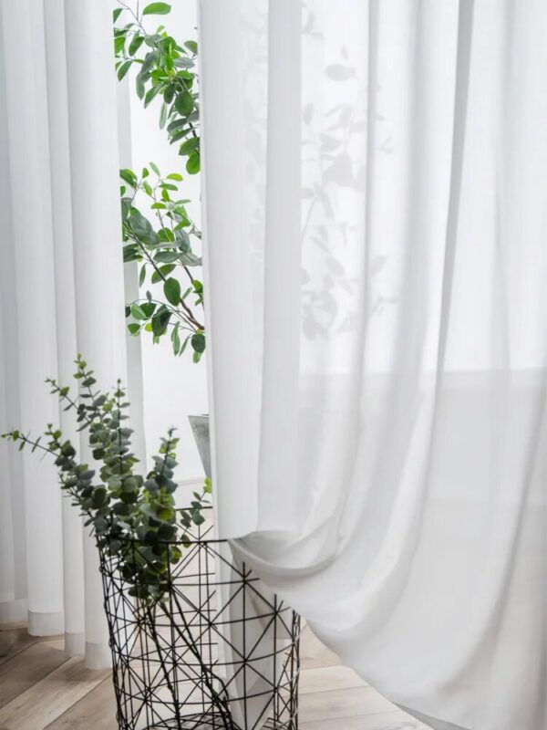 S Fold Waves Elegant Super Soft Snow Pure White Window Tulle Curtains for Living Room Chiffon Sheer Voile Bedroom Veil Kitchen - Image 4