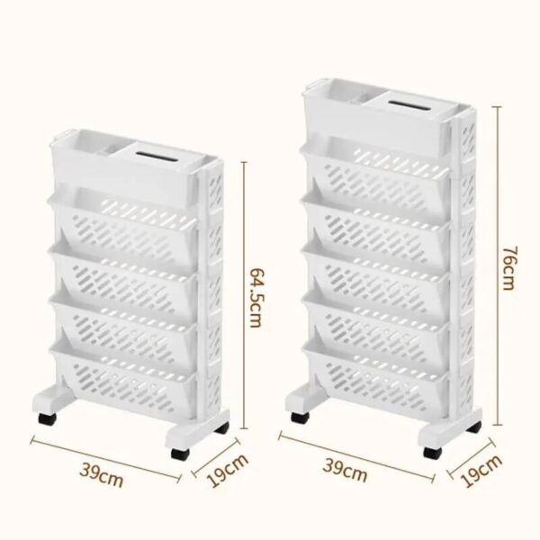 Simple Movable Book Shelf on Wheels 5/6 Layers Bookshelf Movable Floor Small Cart Book Storage Shelf Pen Holder Office Supplies - Image 6