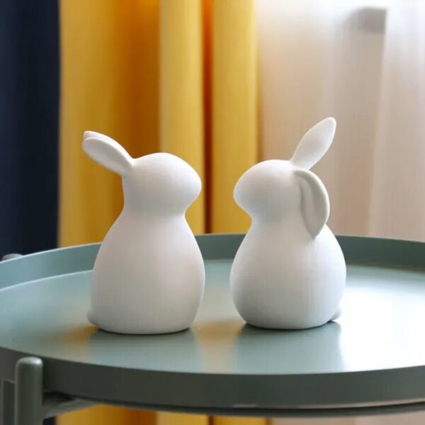 Simple Rabbit Statue Animal Ornaments Home Decoration Sculptures and Figurines Ceramic Crafts Room Decor Bunny Figurines Gift - Image 2
