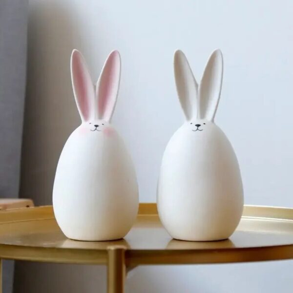 Simple Rabbit Statue Animal Ornaments Home Decoration Sculptures and Figurines Ceramic Crafts Room Decor Bunny Figurines Gift - Image 3