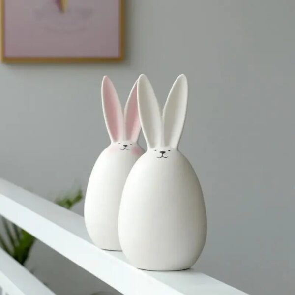 Simple Rabbit Statue Animal Ornaments Home Decoration Sculptures and Figurines Ceramic Crafts Room Decor Bunny Figurines Gift - Image 4