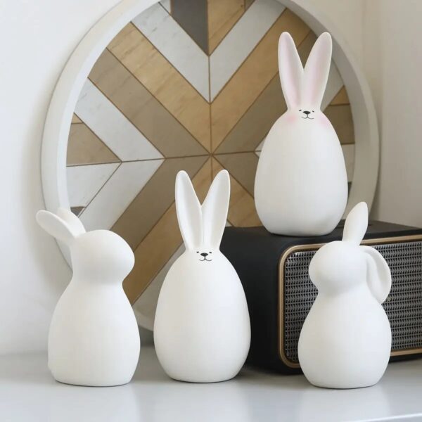Simple Rabbit Statue Animal Ornaments Home Decoration Sculptures and Figurines Ceramic Crafts Room Decor Bunny Figurines Gift - Image 5