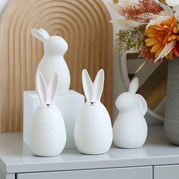 Simple Rabbit Statue Animal Ornaments Home Decoration Sculptures and Figurines Ceramic Crafts Room Decor Bunny Figurines Gift - Image 6