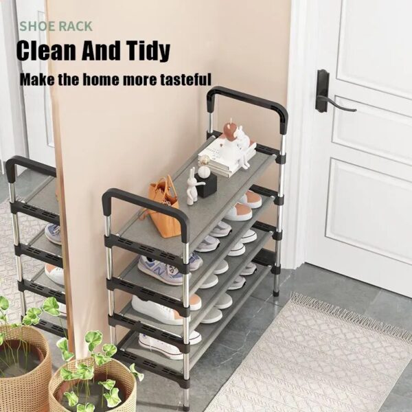 Simple Shoe Rack Metal Shoe Shelf Living Room Space Saving Shoes Organizer Stand Holder Shoes Storage Organizer Shelf - Image 2