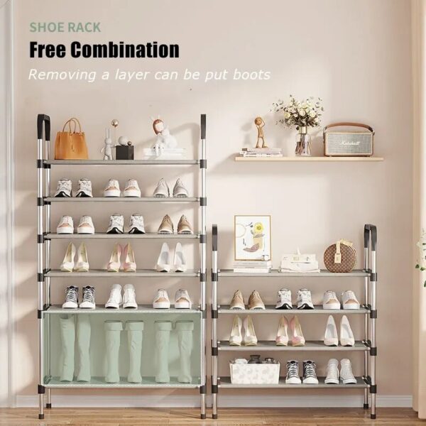 Simple Shoe Rack Metal Shoe Shelf Living Room Space Saving Shoes Organizer Stand Holder Shoes Storage Organizer Shelf - Image 3