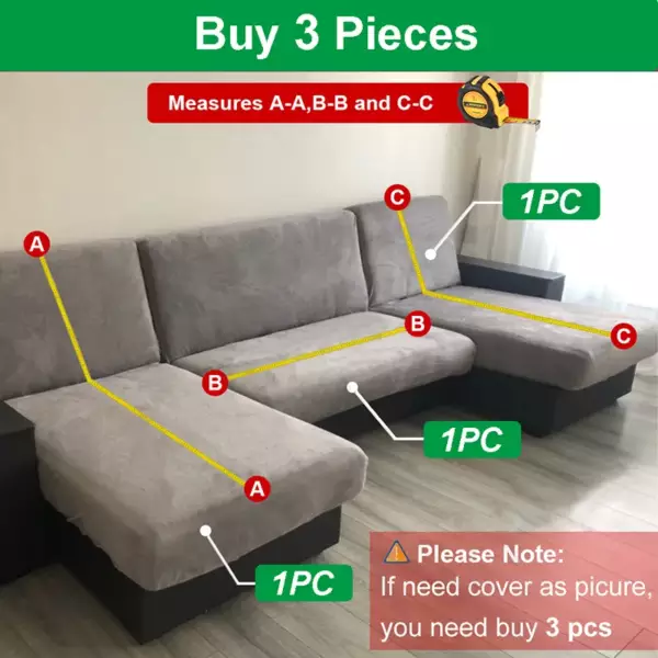 Sofa Cover for Living Room Thick Elastic Polar Fleece Cover for Sofa Couch Armchair 1/2/3/4 Seater L Shaped Corner Sofa Cover - Image 4