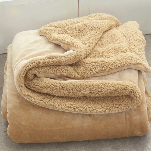 Soft Blanket Quilt Lamb Wool Double Layer Thick Warm Blanket Coral Fleece Blanket Throw Blankets for Beds Winter - Image 4