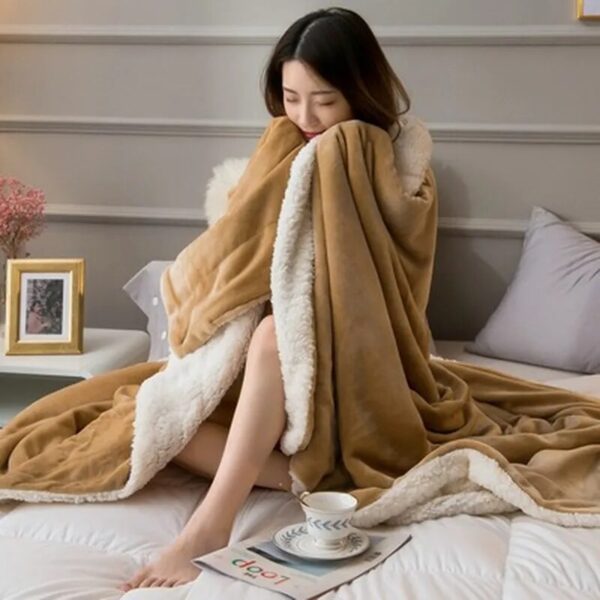 Soft Blanket Quilt Lamb Wool Double Layer Thick Warm Blanket Coral Fleece Blanket Throw Blankets for Beds Winter - Image 6