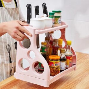 Spice Rack Organizer for Cabinet Countertop 2-Tier Seasoning Organizer Counter Storage Shelf for Kitchen Bathroom Office