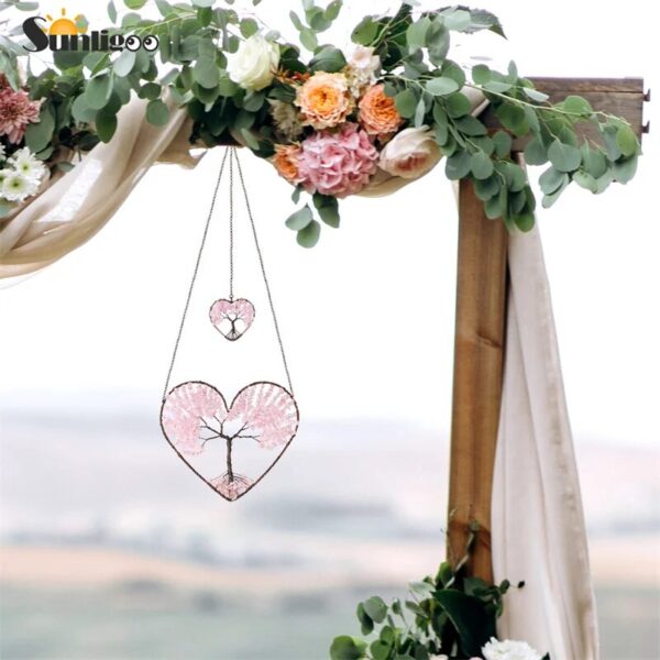 Sunligoo Love Heart Tree of Life Crystal Hanging Ornament Chakra Gemstones Yoga Spiritual Meditation Garden Wedding Home Decor - Image 3