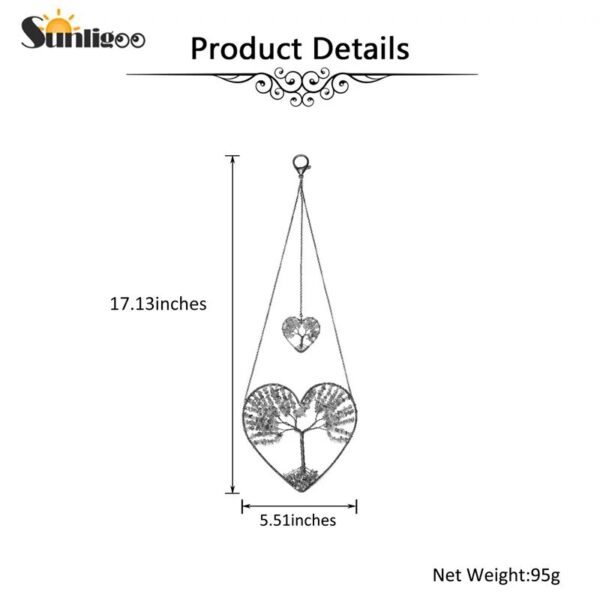 Sunligoo Love Heart Tree of Life Crystal Hanging Ornament Chakra Gemstones Yoga Spiritual Meditation Garden Wedding Home Decor - Image 6