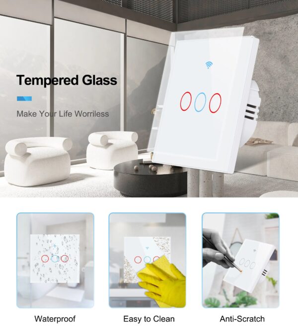 TNCE Tuya Smart WiFi Light Switch With Glass Panel EU 1/2/3/4 Gang RF433 Wall Panel Light Touch Switch Work for Alexa GoogleHome - Image 3