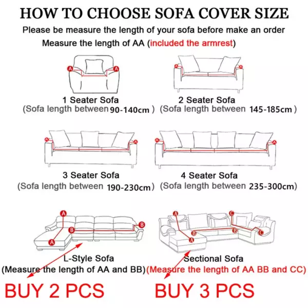 Thick Jacquard Sofa Cover for Living Room 1/2/3/4 Seater Elastic Sofa Cover L-shaped Corner Sofa Cover - Image 2