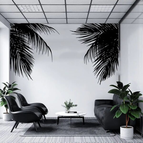 Tropical Palm Tree Leaves Wall Sticker Office Kids Room Twigs Palm Branch Leaf Summer Beach Forest Landcape Wall Decal Playroom - Image 2