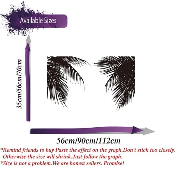 Tropical Palm Tree Leaves Wall Sticker Office Kids Room Twigs Palm Branch Leaf Summer Beach Forest Landcape Wall Decal Playroom - Image 3