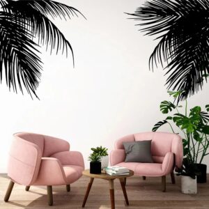 Tropical Palm Tree Leaves Wall Sticker Office Kids Room Twigs Palm Branch Leaf Summer Beach Forest Landcape Wall Decal Playroom