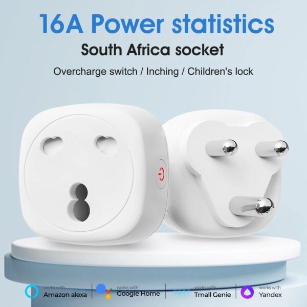 Tuya Wifi Smart Socket 3 Pin Plug South Africa To Eu Uk Us Outlet Adapter Power Monitor Voice For Google Home Alexa - Image 3
