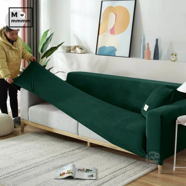 Velvet Sofa Cover Green Couch Cover Thick Slipcovers For Armchairs 3 Seater Sofa Cover For Living Room Sofa Protection For Pet - Image 2