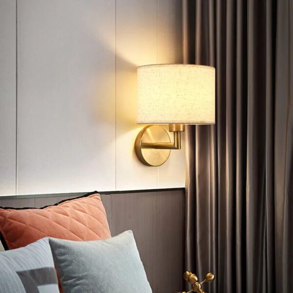 Wall Lamp LED E27 Fabric Lampshade With Rotation Spotlight Reading Light Wall Sconce for Bedroom Bedside Hotel Home Decoration - Image 3