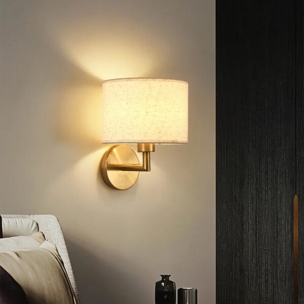 Wall Lamp LED E27 Fabric Lampshade With Rotation Spotlight Reading Light Wall Sconce for Bedroom Bedside Hotel Home Decoration