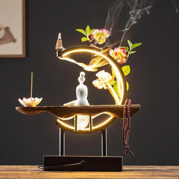 Waterfall Backflow Incense Burner Ladies Incense Stick Holder Buddha Home Decoration Ceramic Burner Handmade Flower Censer - Image 4