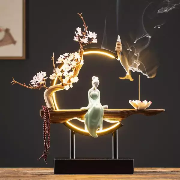 Waterfall Backflow Incense Burner Ladies Incense Stick Holder Buddha Home Decoration Ceramic Burner Handmade Flower Censer - Image 2