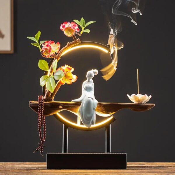 Waterfall Backflow Incense Burner Ladies Incense Stick Holder Buddha Home Decoration Ceramic Burner Handmade Flower Censer - Image 3