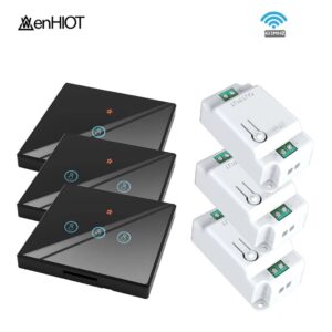 WenHIOT 433Mhz Wireless Wall Switch 1/2/3 Gang DIY Touch Switch Panel 220V 10A Relay Interruptor Remote Control Light Switch